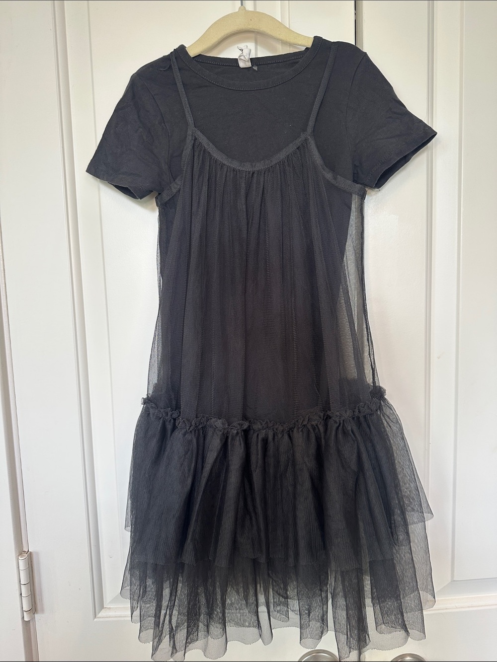 Girls Black Mesh Layered Tulle Dress